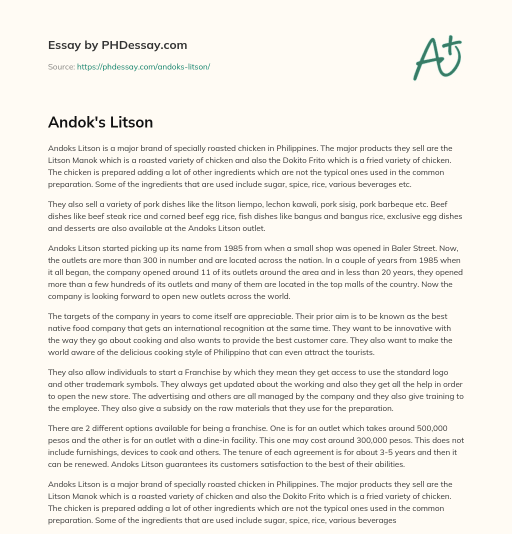 Andok’s Litson essay