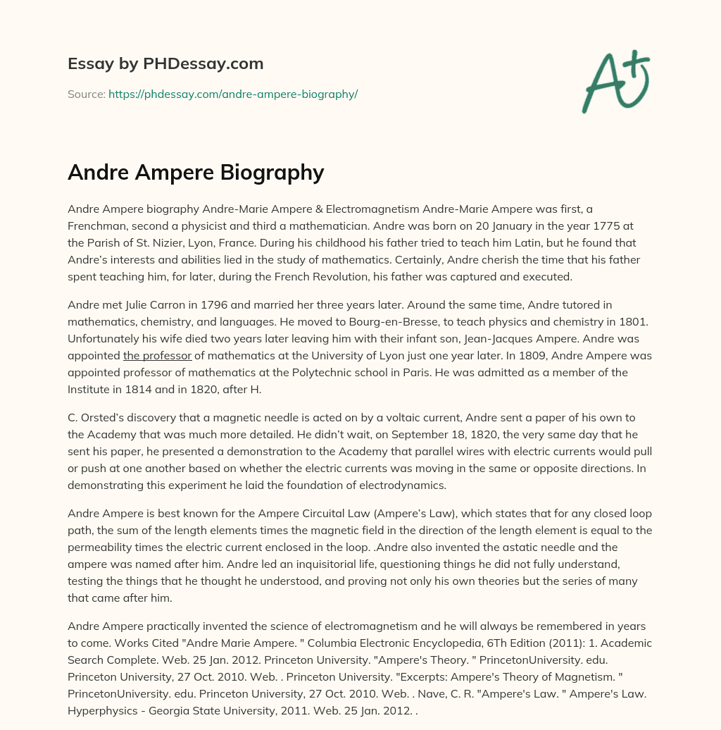 Andre Ampere Biography essay