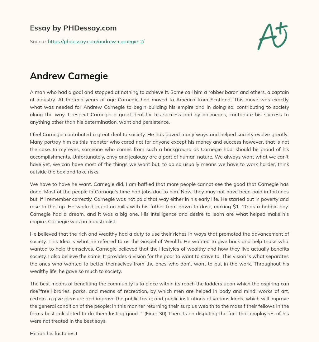 Andrew Carnegie essay