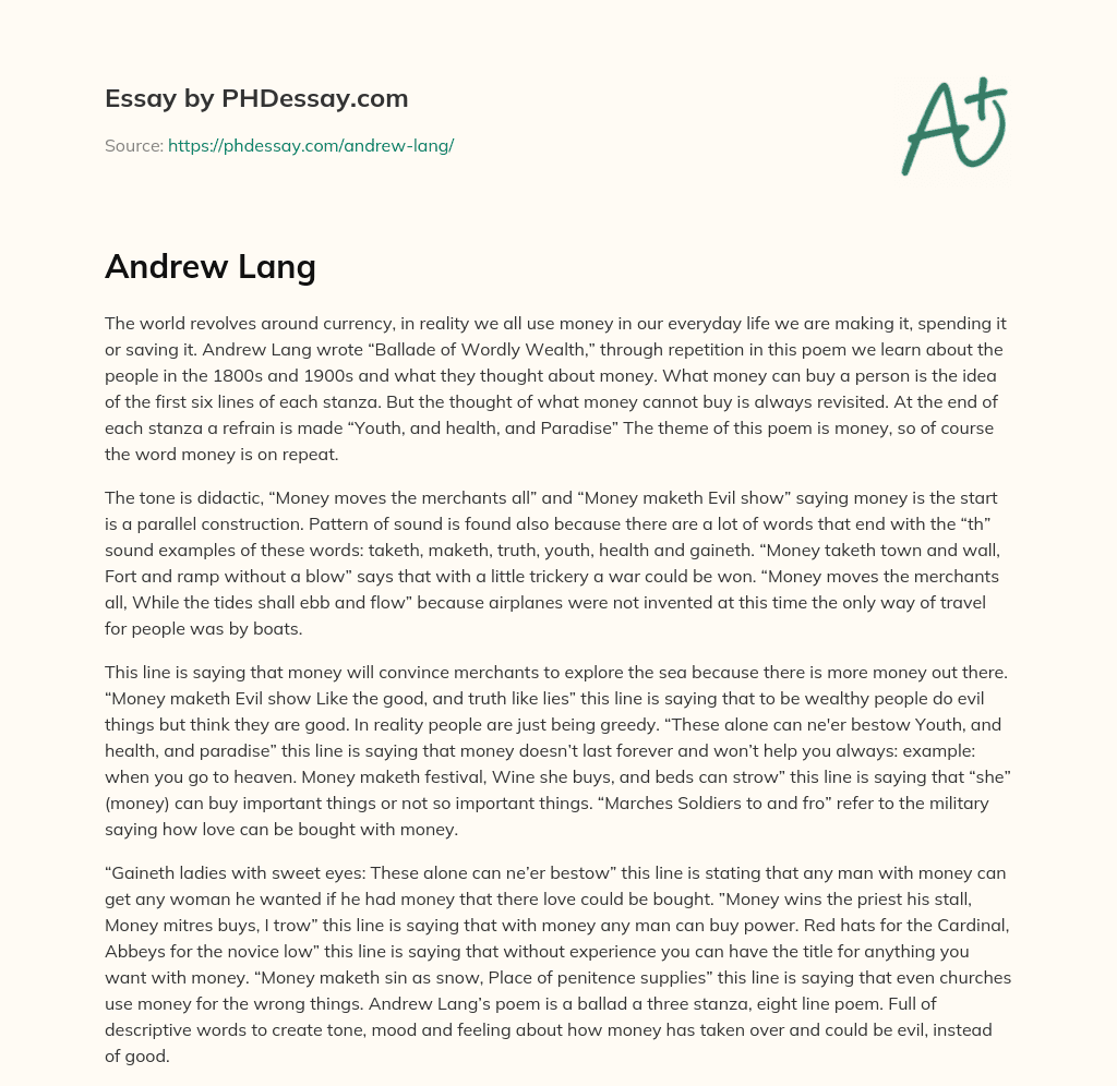 The Importance of Money in Society essay