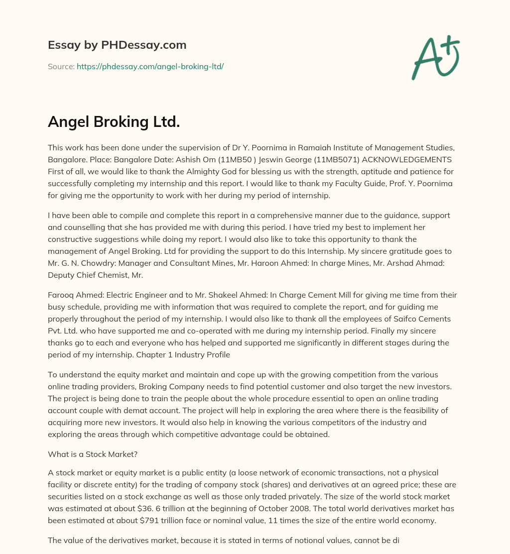 Angel Broking Ltd. essay