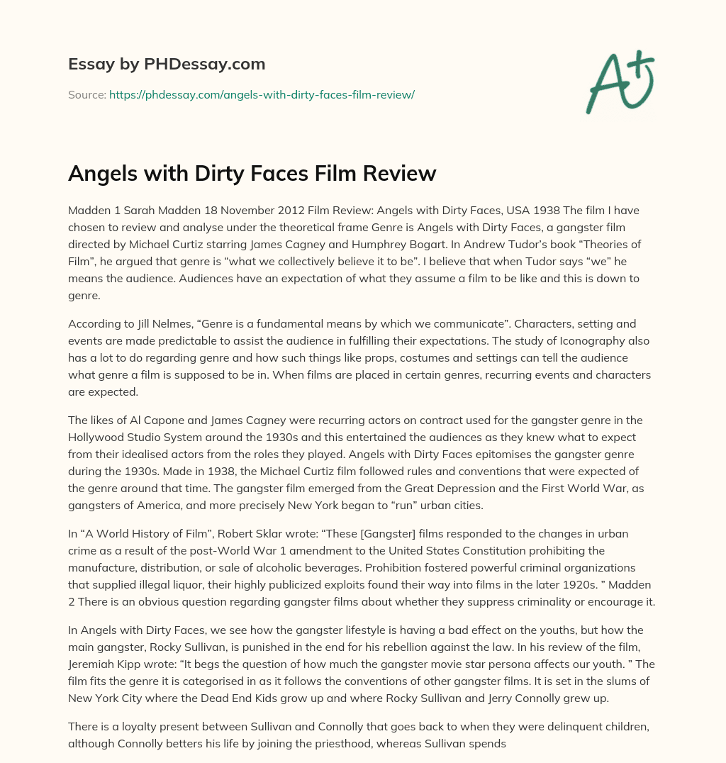 Angels with Dirty Faces Film Review essay