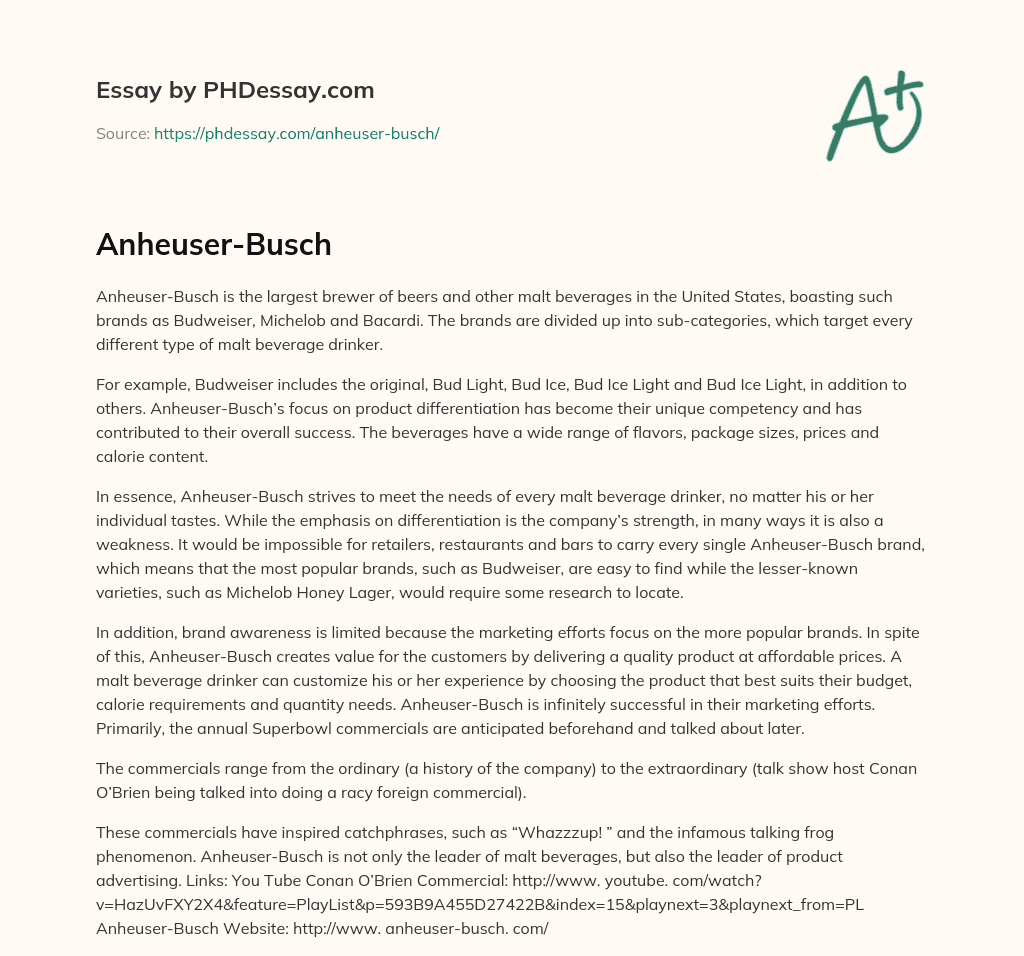 Anheuser-Busch essay