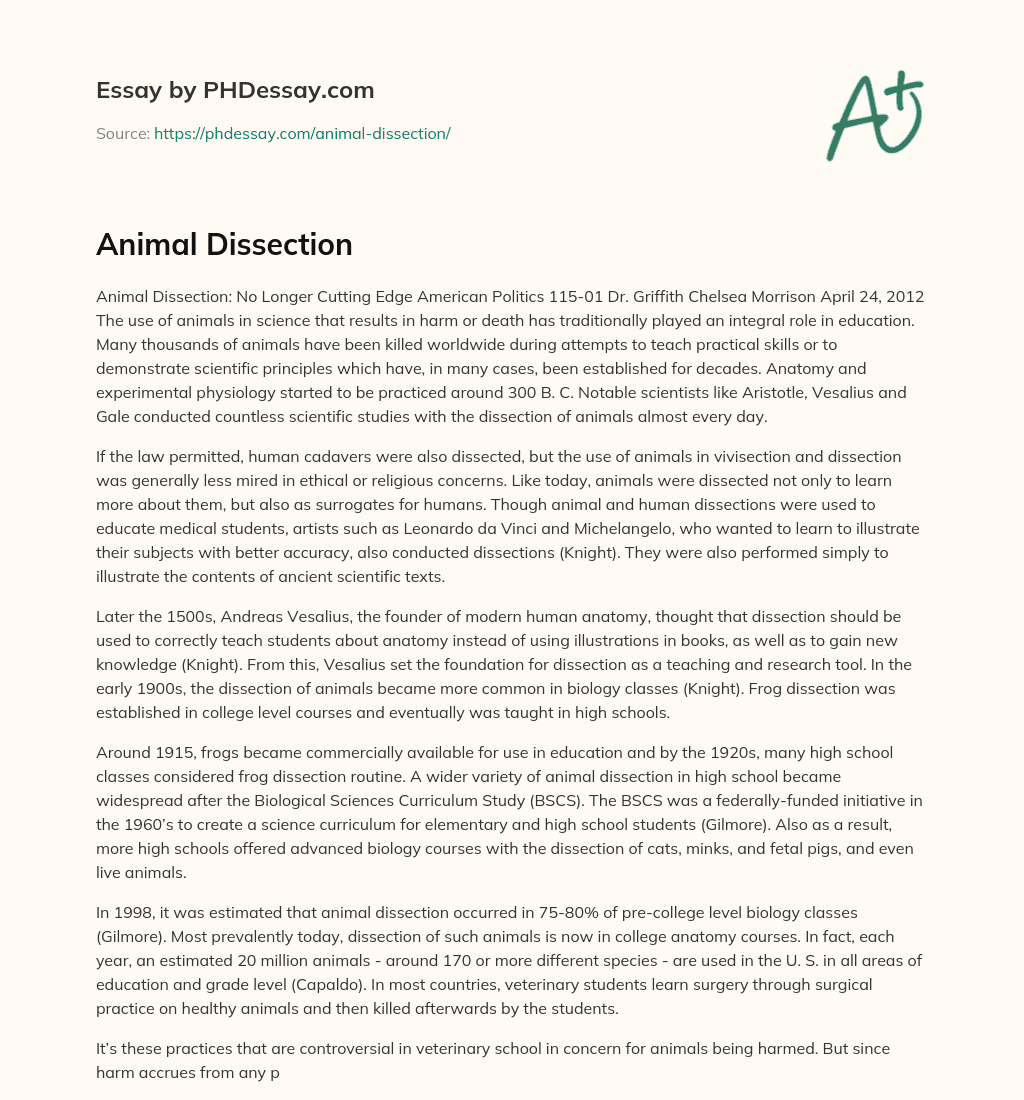 animal dissection essay