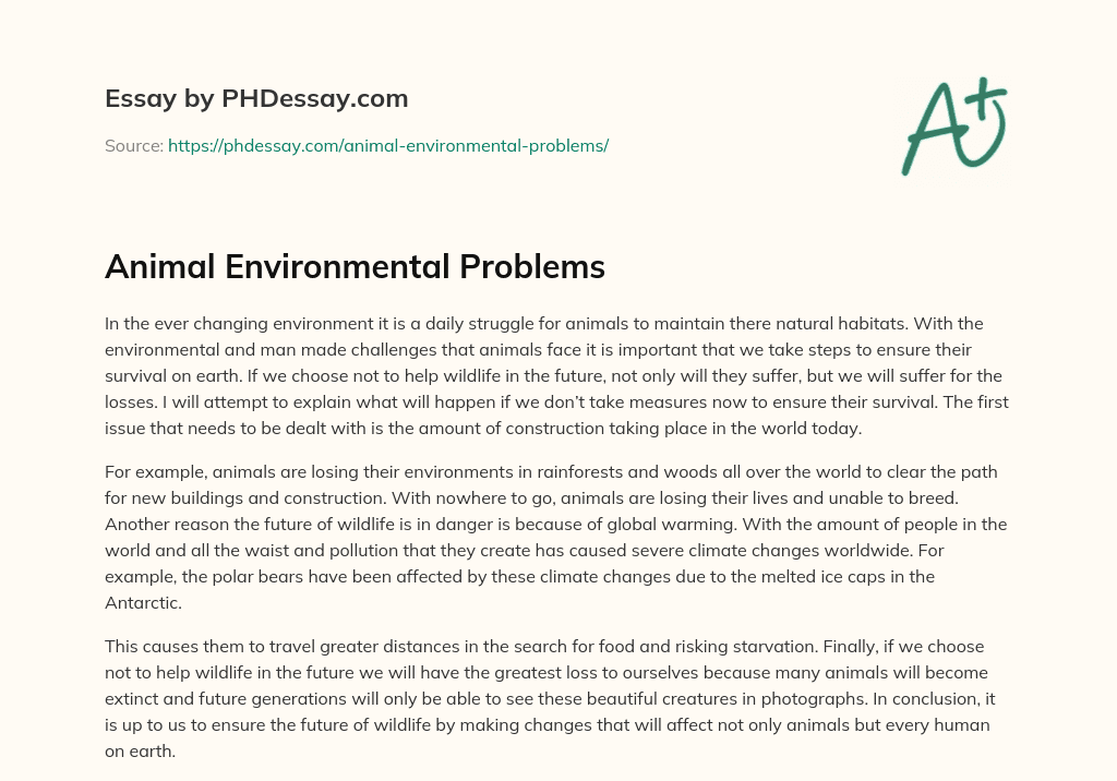 Animal Environmental Problems essay