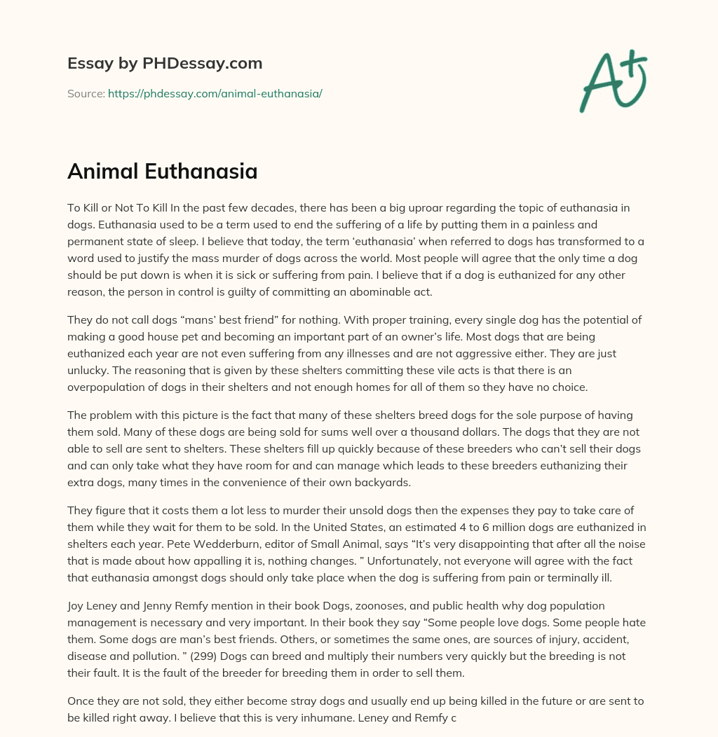 Animal Euthanasia essay