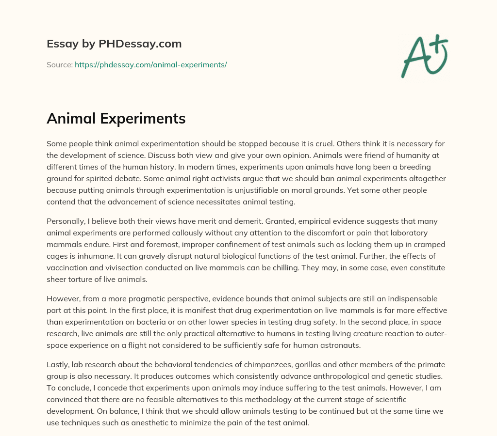 Animal Experiments essay