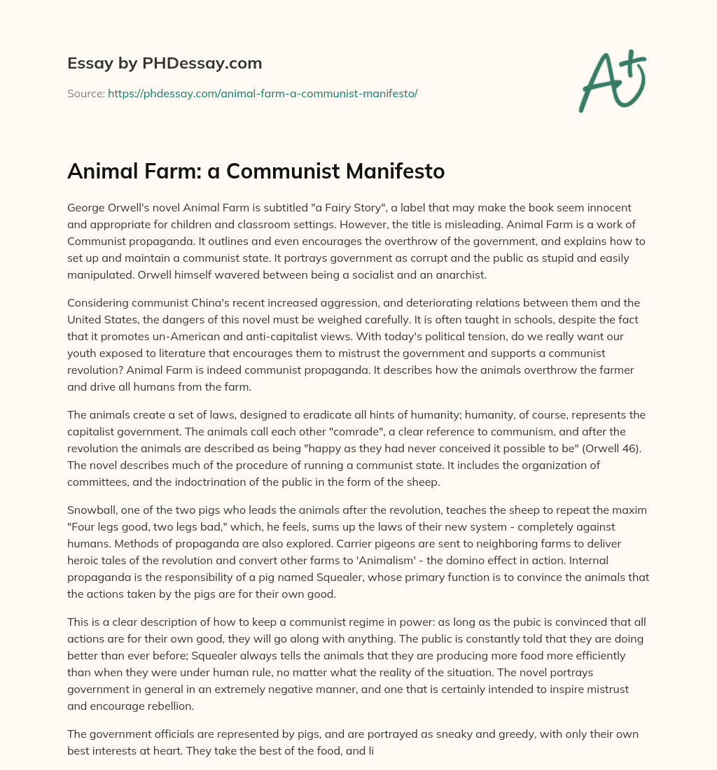 animal-farm-a-communist-manifesto-phdessay