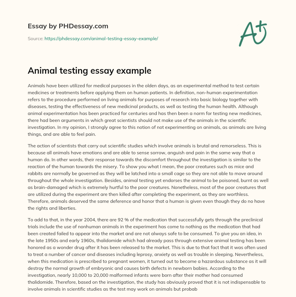 animal testing essay pdf