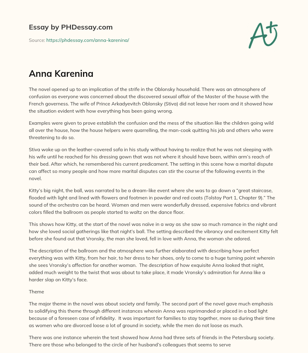 Anna Karenina essay