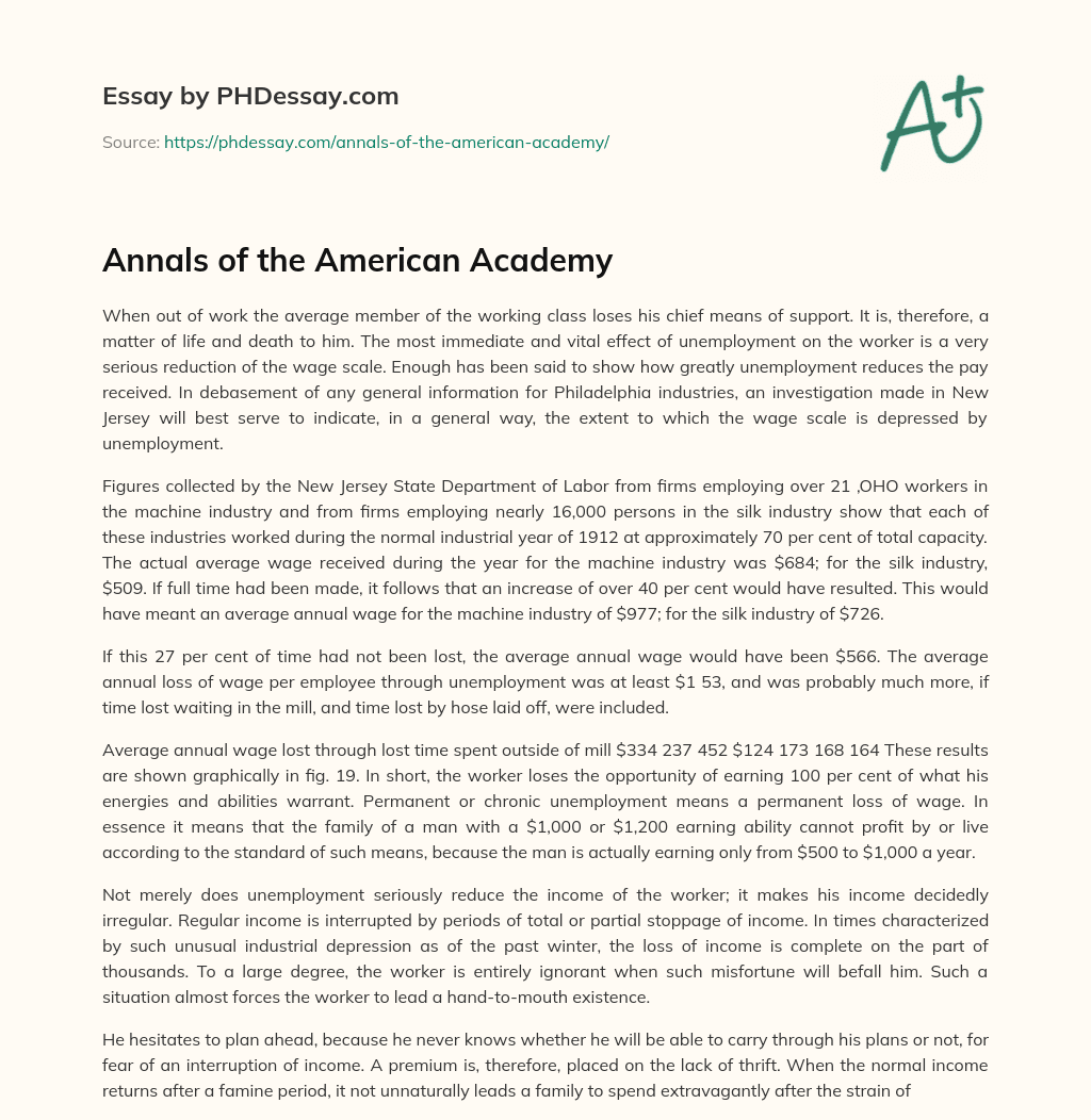 Annals of the American Academy essay
