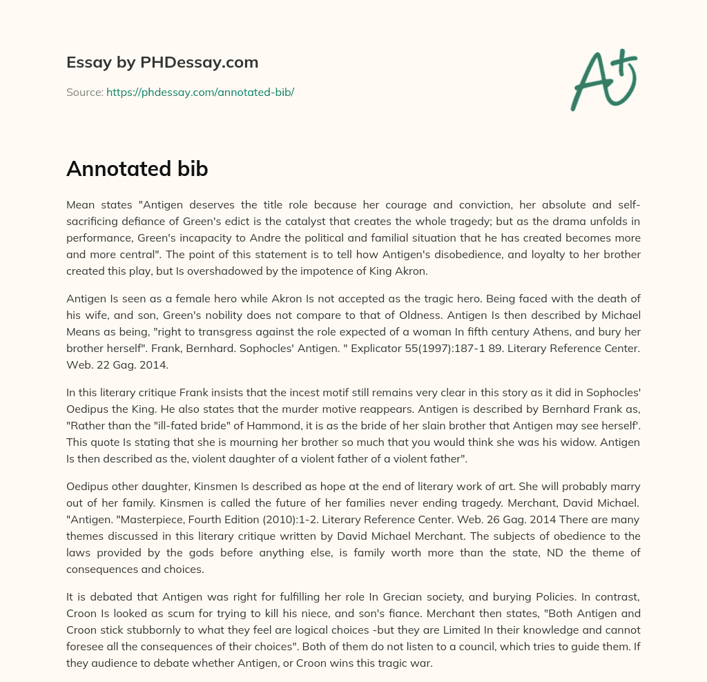 Annotated bib essay