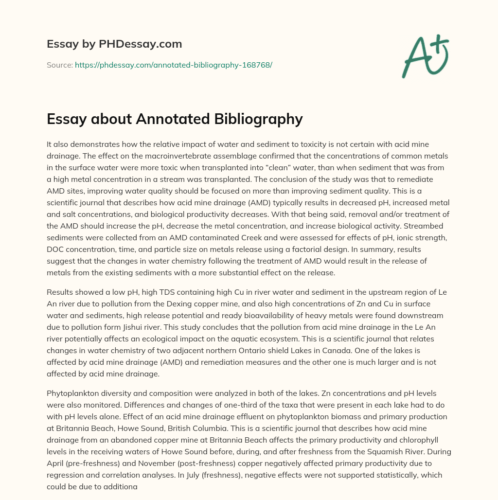 Essay about Annotated Bibliography essay