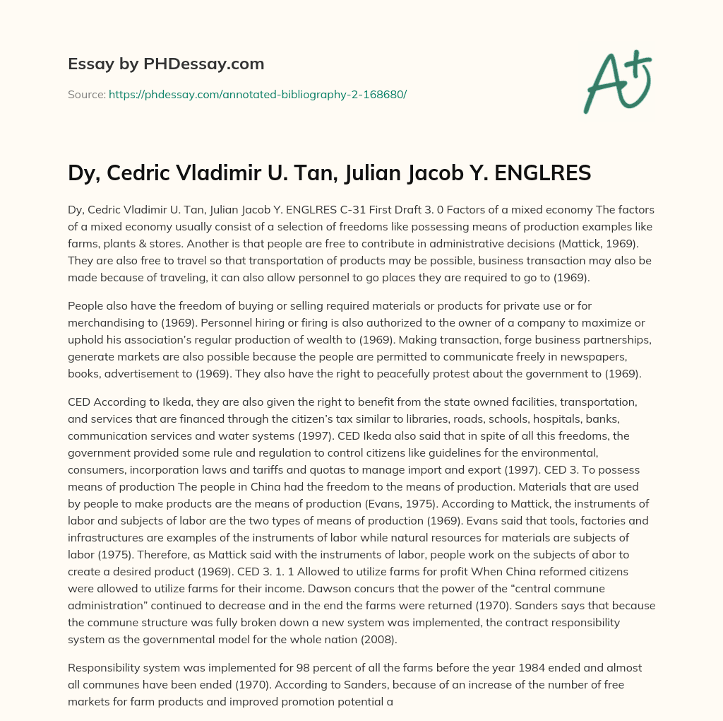 Dy, Cedric Vladimir U. Tan, Julian Jacob Y. ENGLRES essay