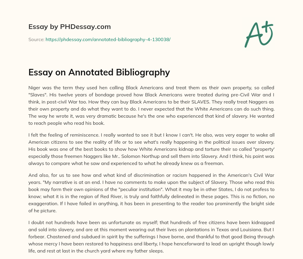 Essay on Annotated Bibliography essay