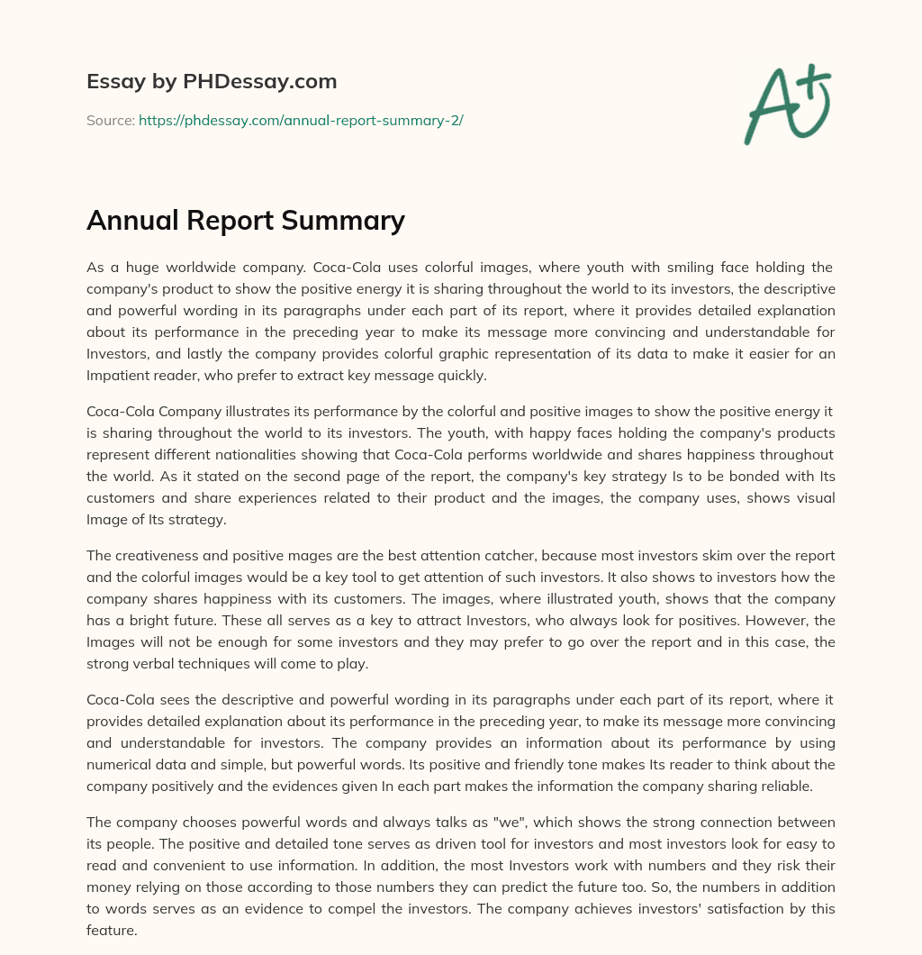 Annual Report Summary essay