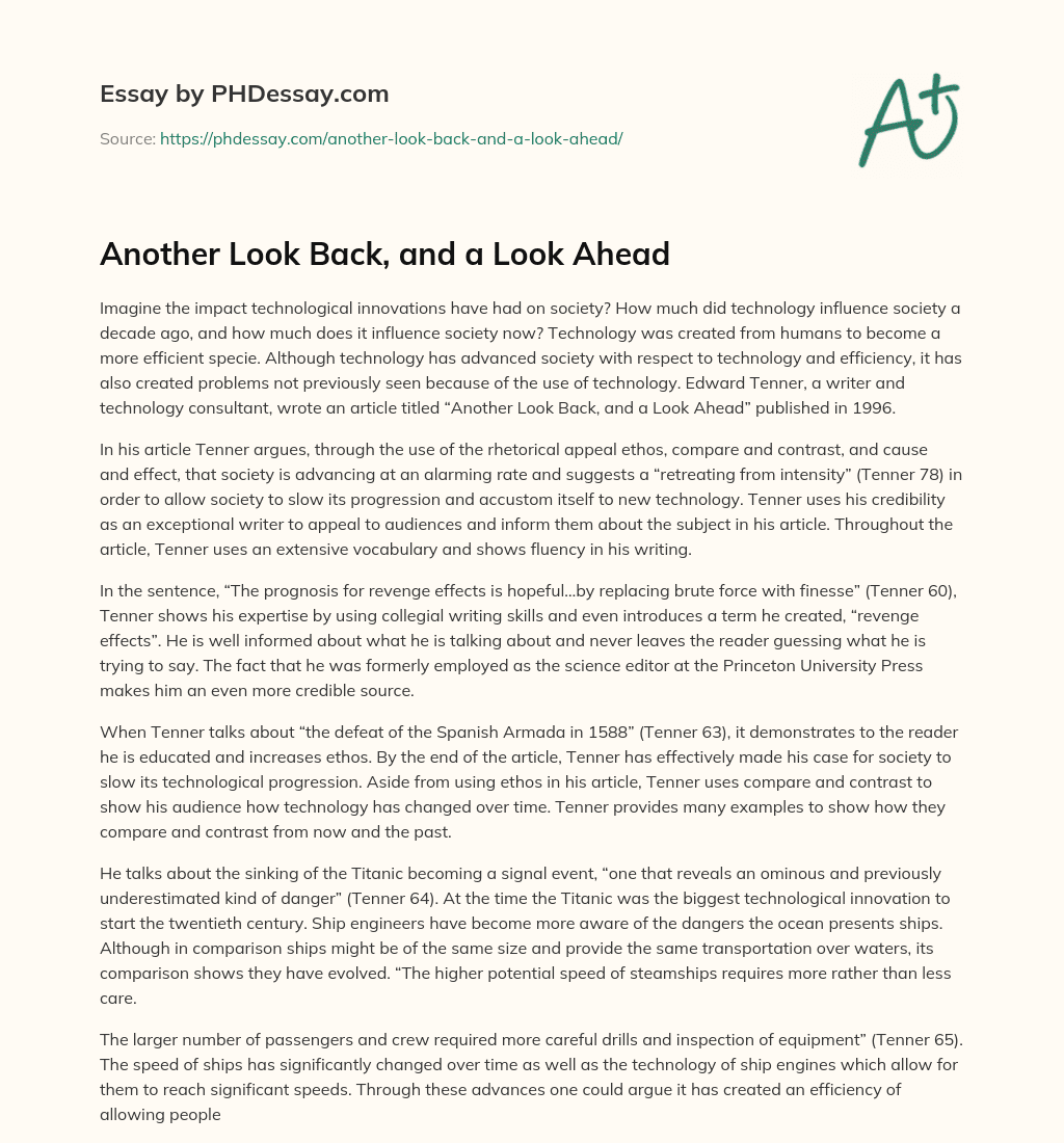Another Look Back, and a Look Ahead essay
