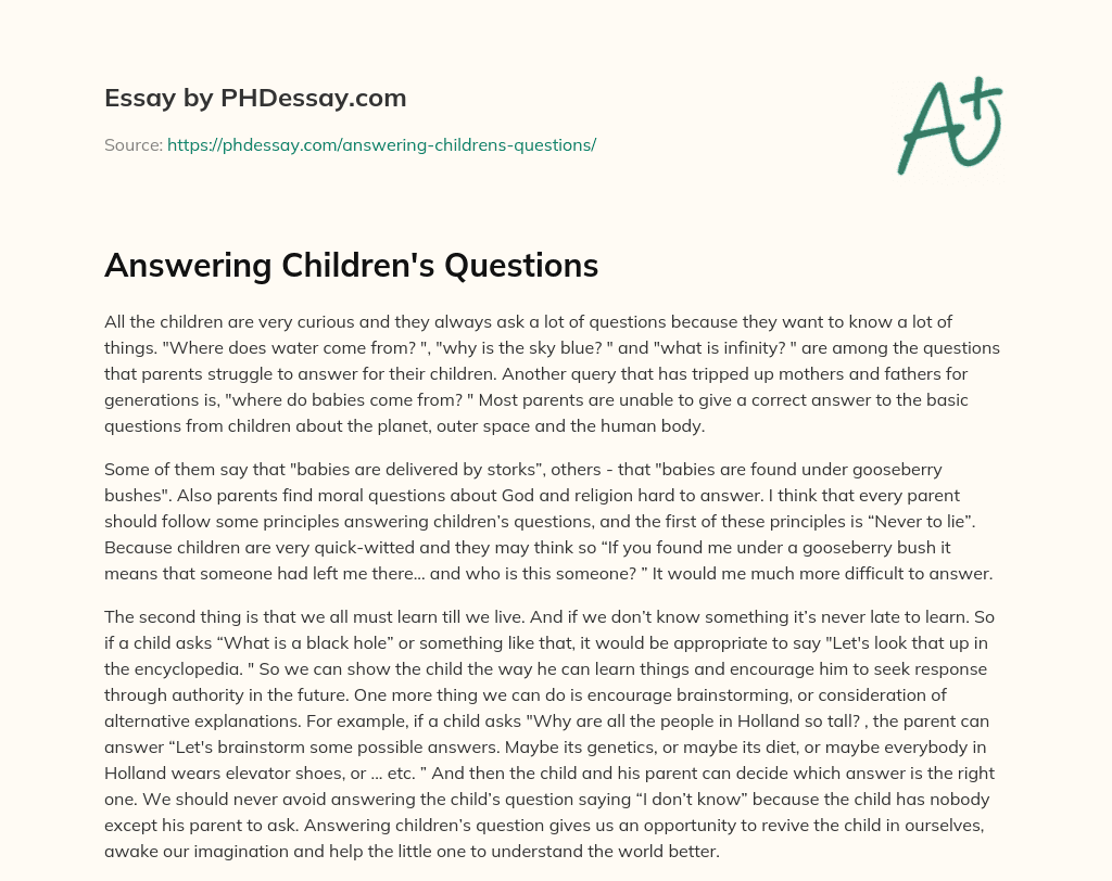 Answering Children’s Questions essay
