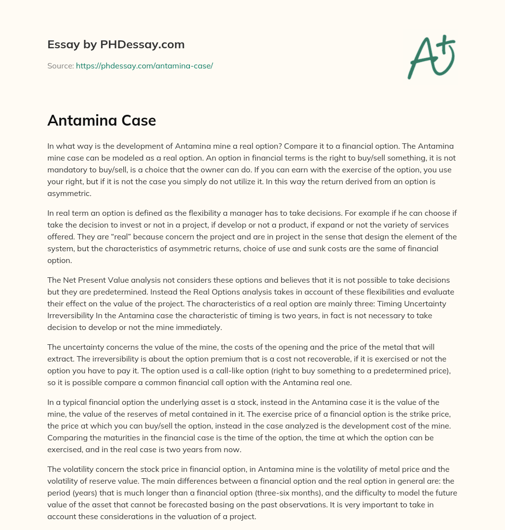 Antamina Case essay