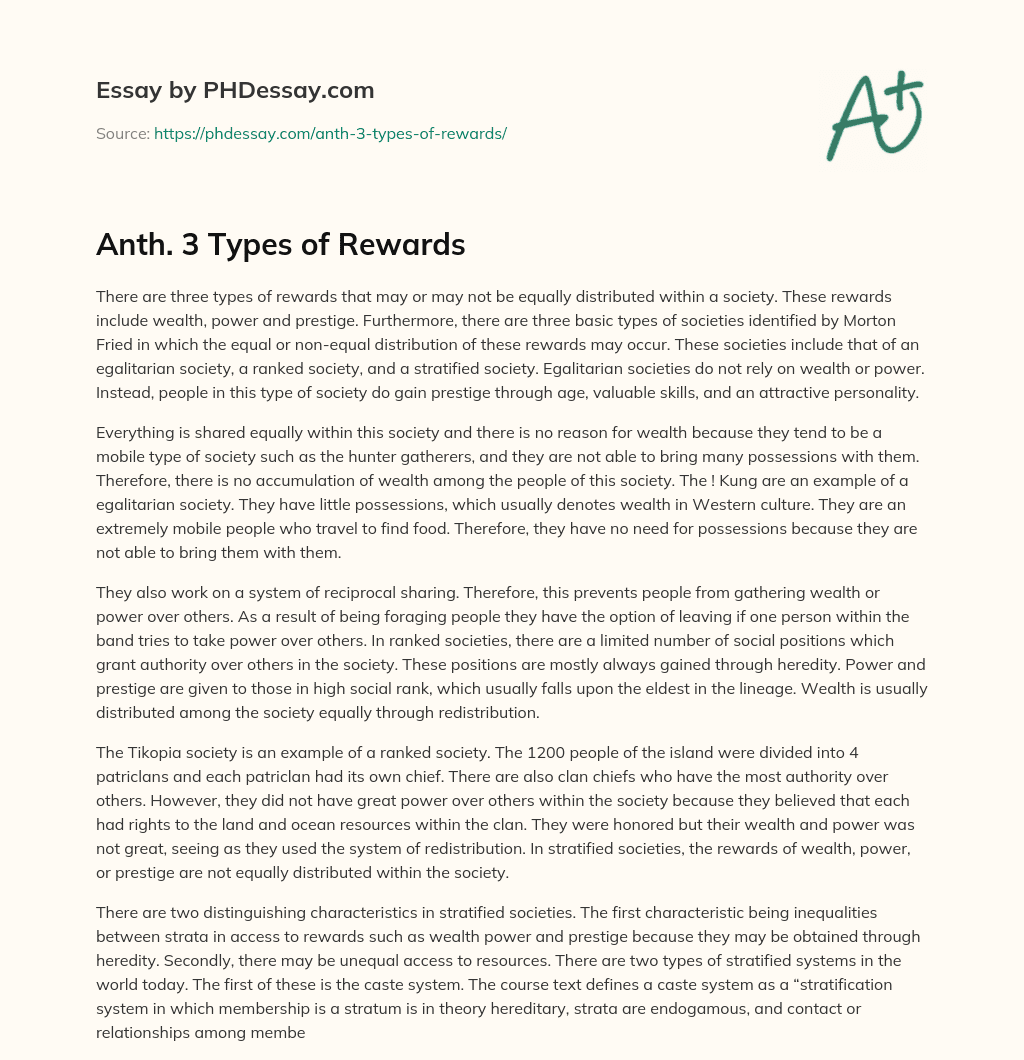 Anth. 3 Types of Rewards essay
