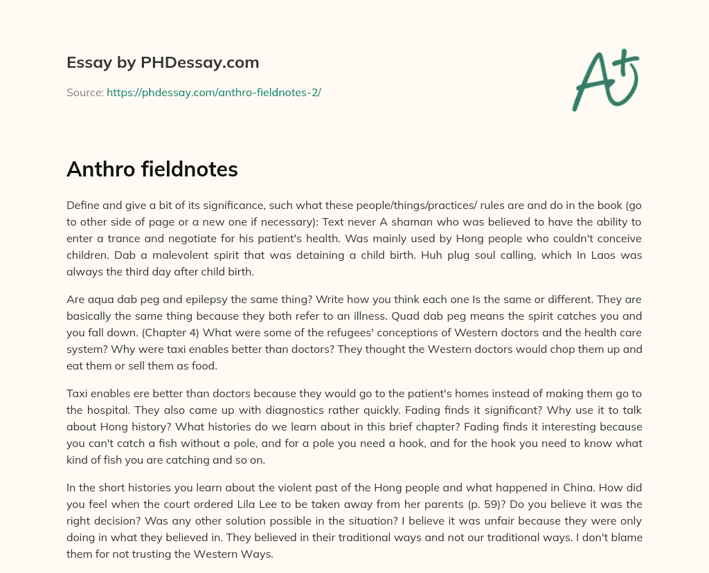 Anthro fieldnotes essay