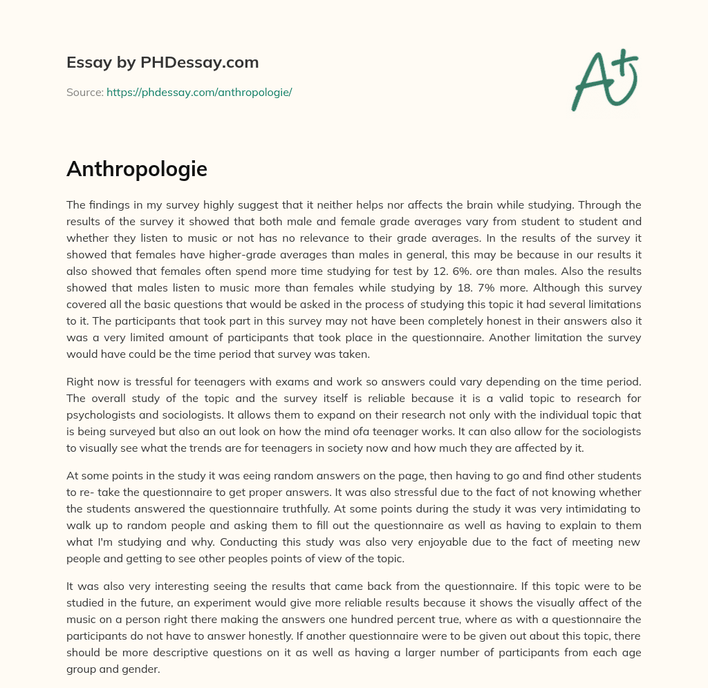 Anthropologie essay