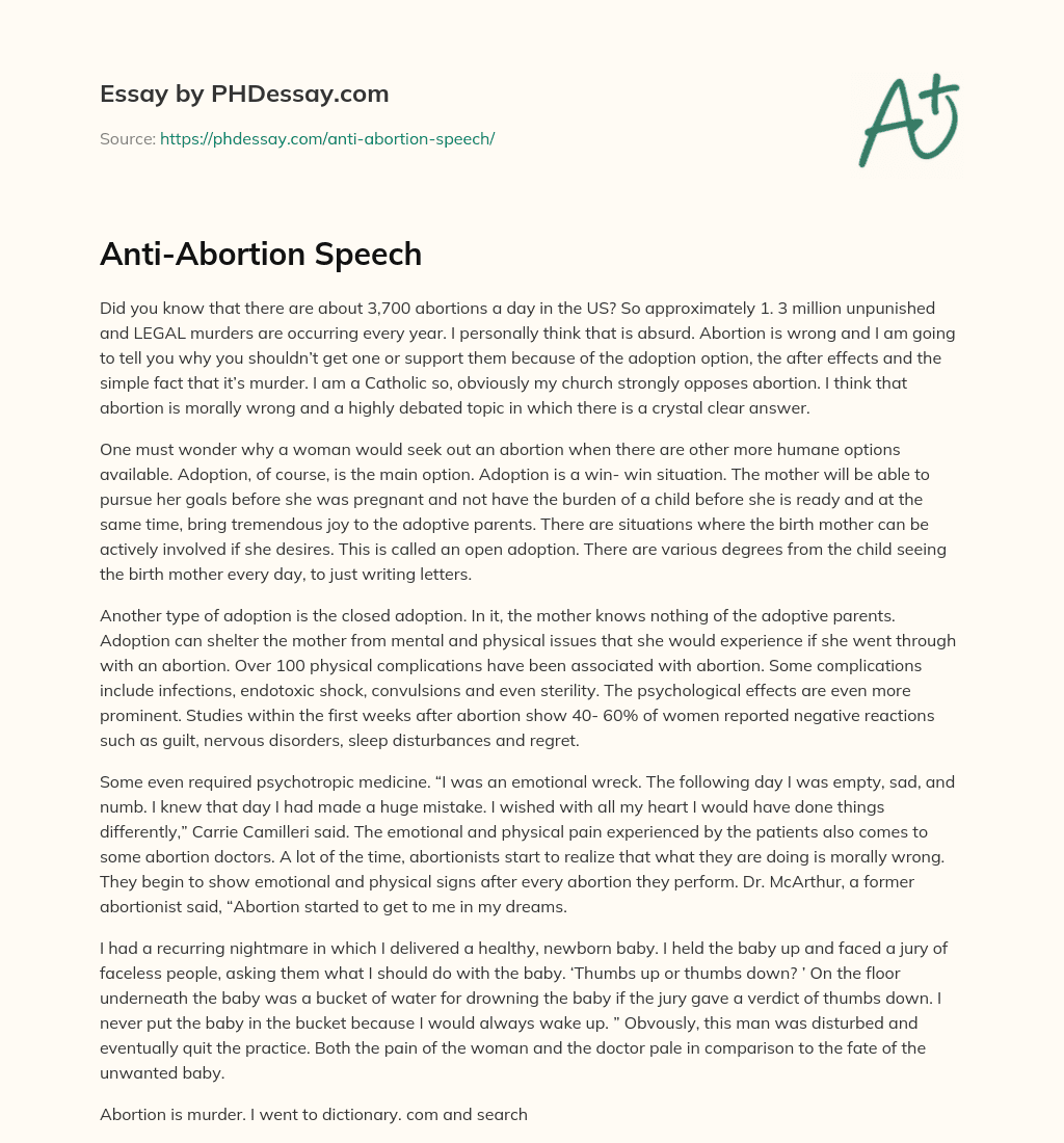Anti-Abortion Speech essay
