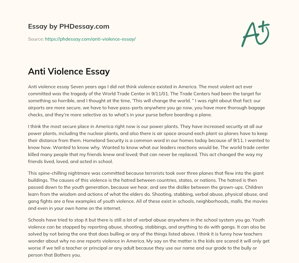 Anti Violence Essay essay