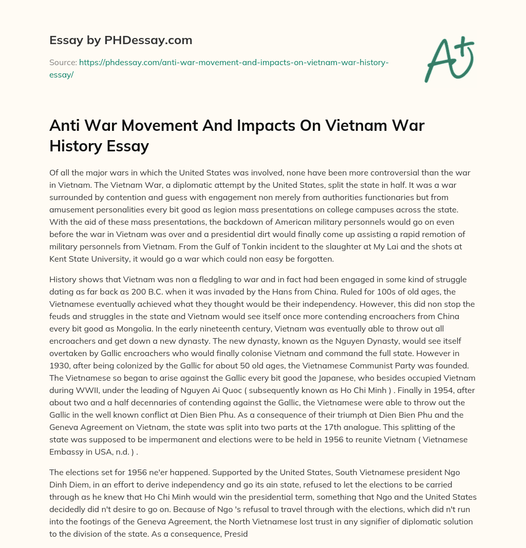 history essay on vietnam war