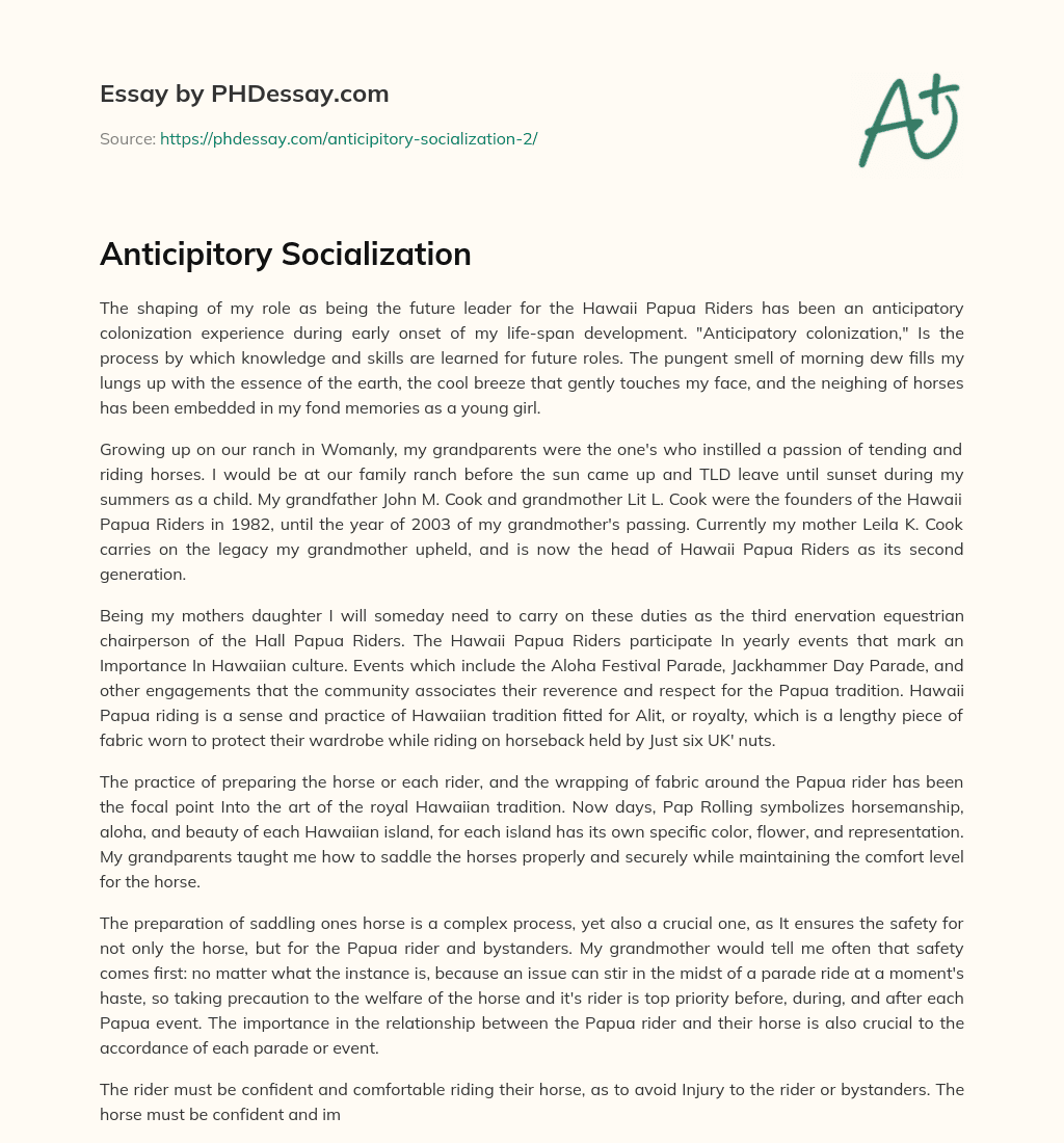 Anticipitory Socialization essay