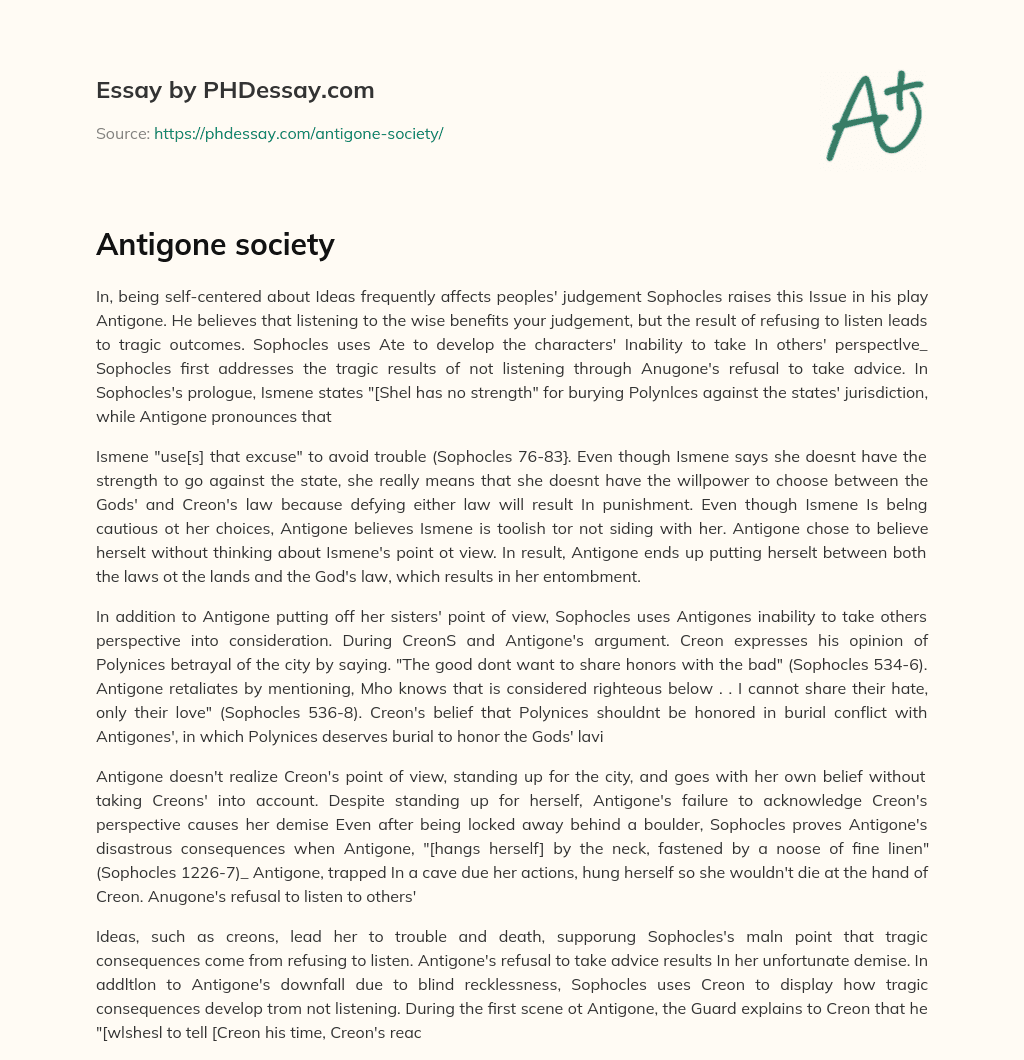 Antigone  society essay