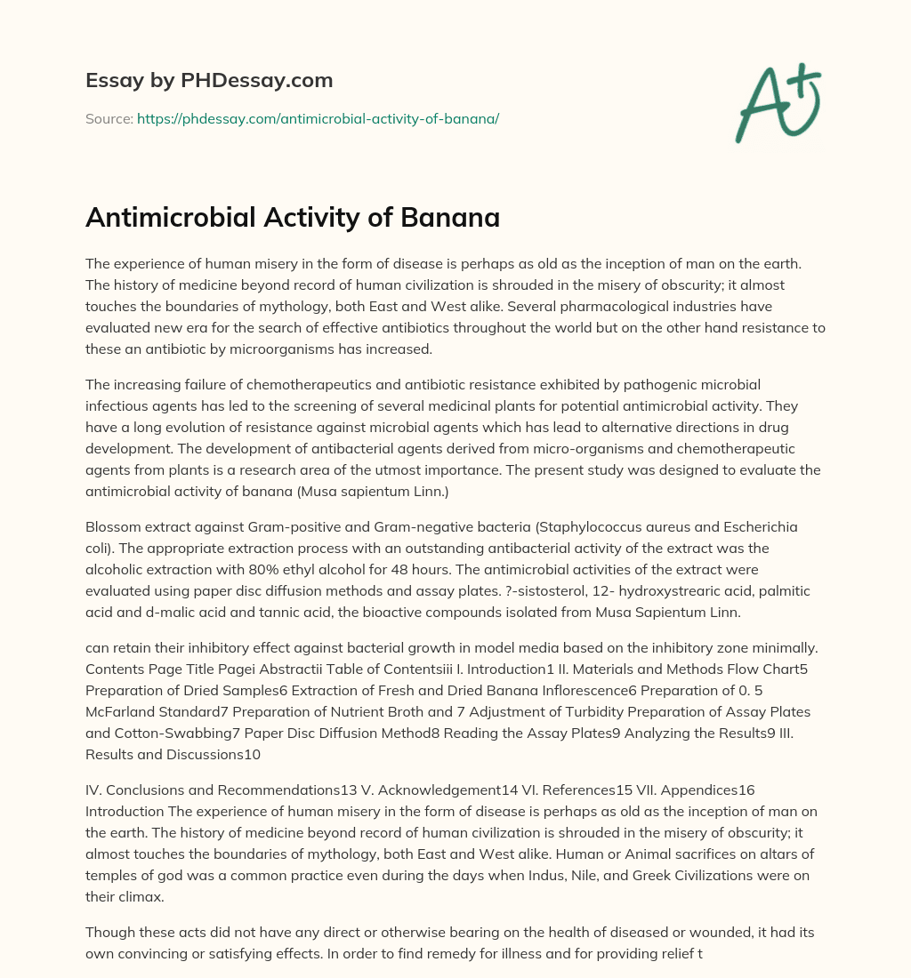 Antimicrobial Activity of Banana essay