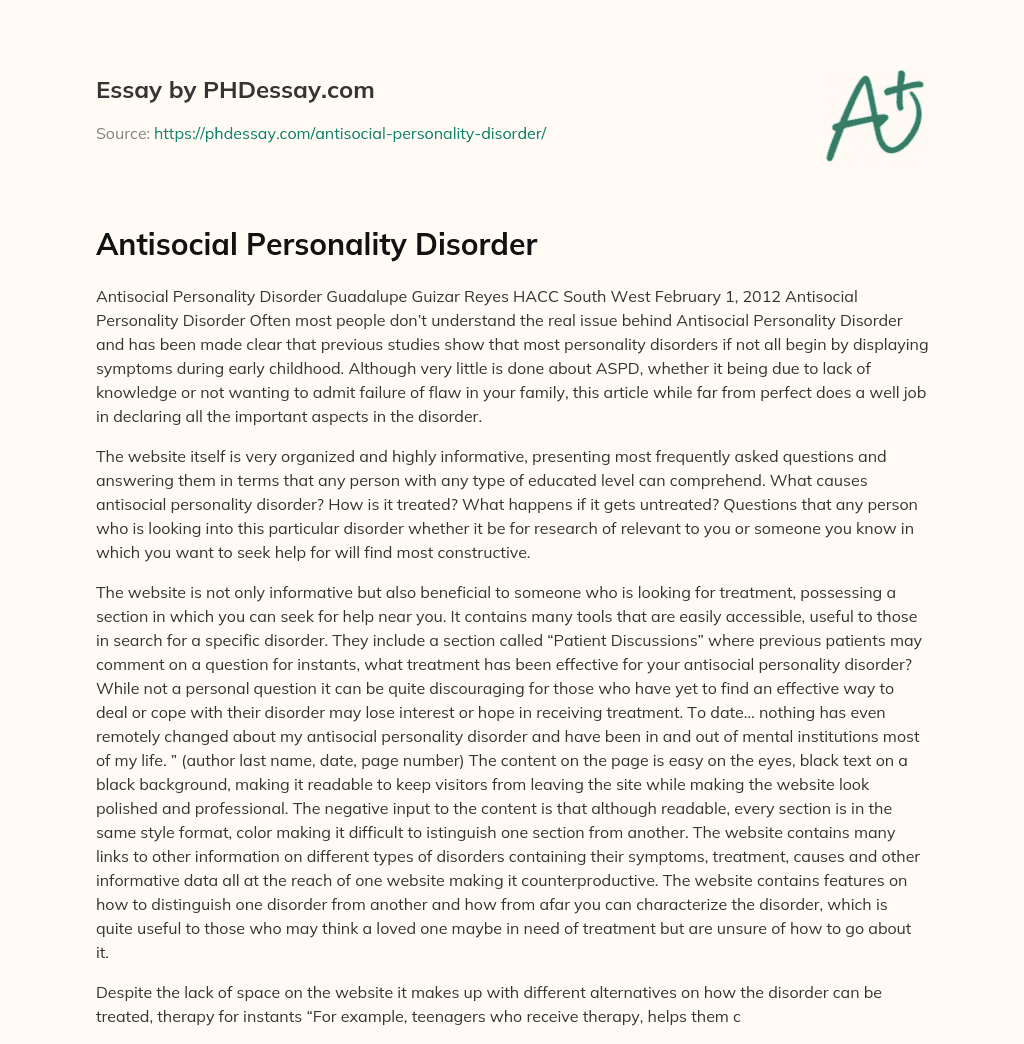 argumentative essay on personality disorder