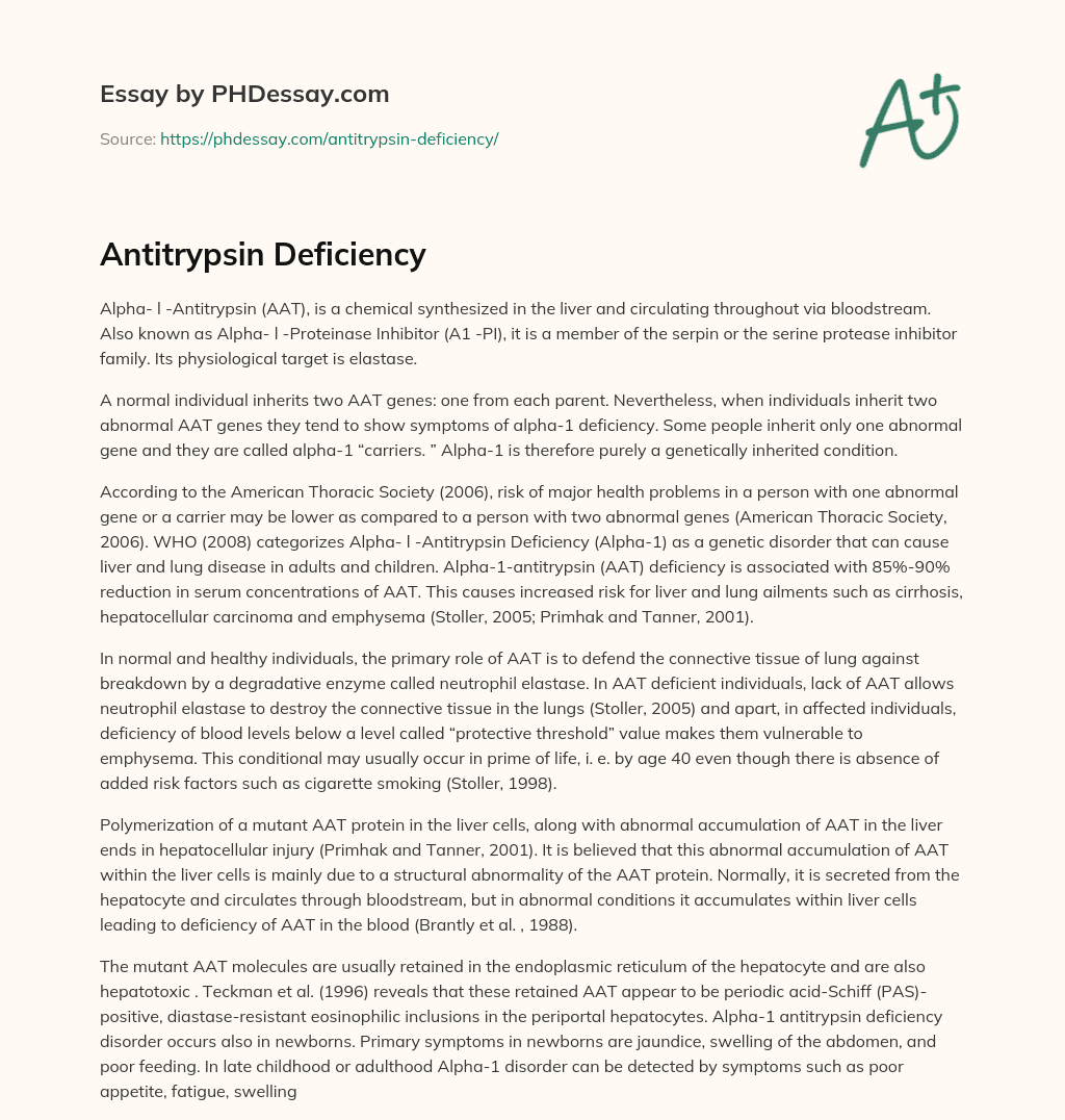 Antitrypsin Deficiency essay