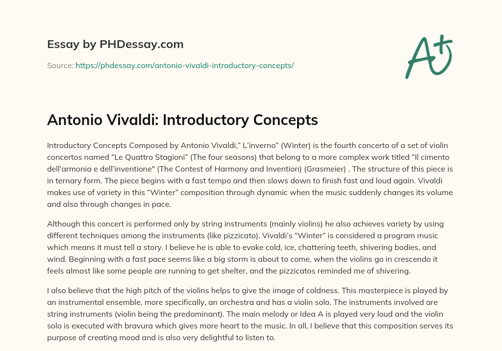Antonio Vivaldi: Introductory Concepts essay