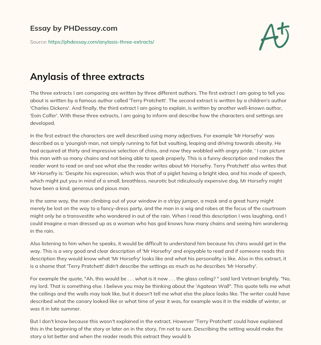 Anylasis of three extracts essay