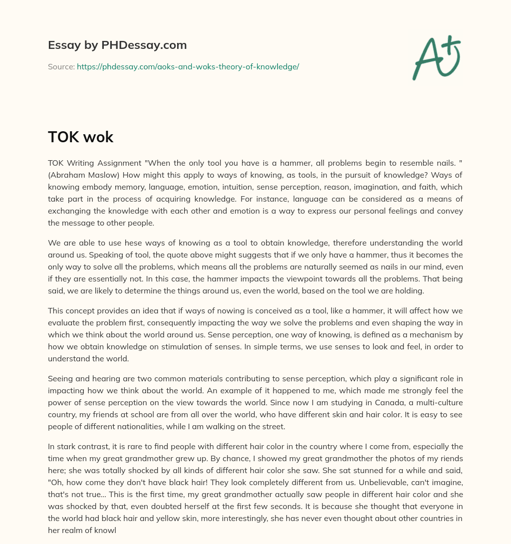 The Impact of Tools in Pursuit of Knowledge essay