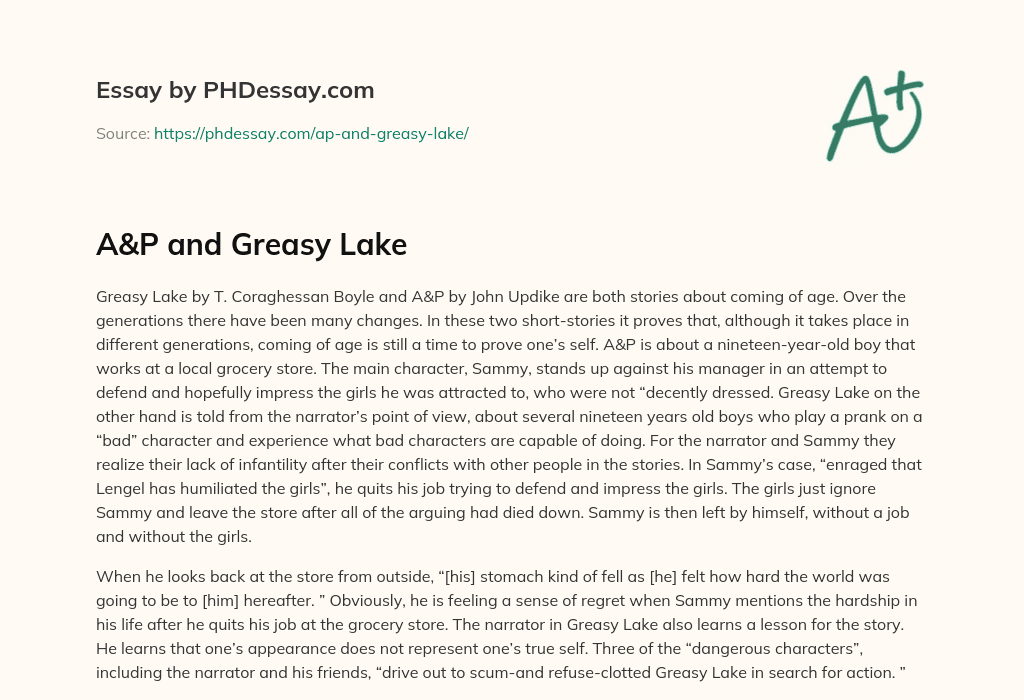 A&P and Greasy Lake essay