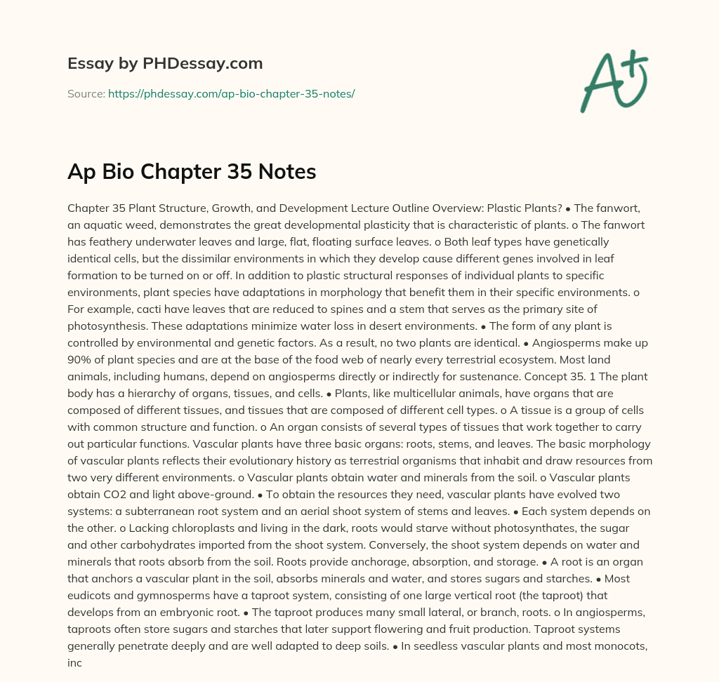 Plasticity and Adaptations in Plant Structure and Growth essay