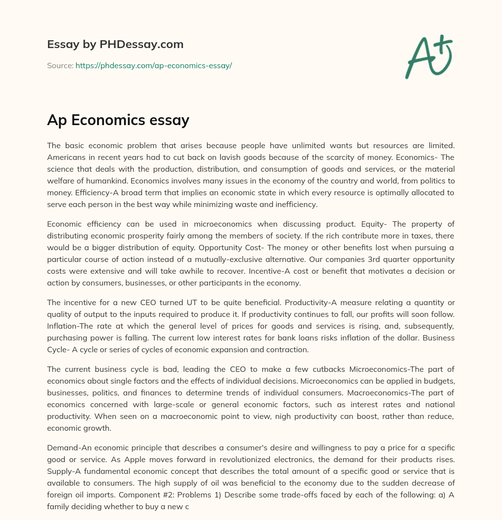 Ap Economics essay essay