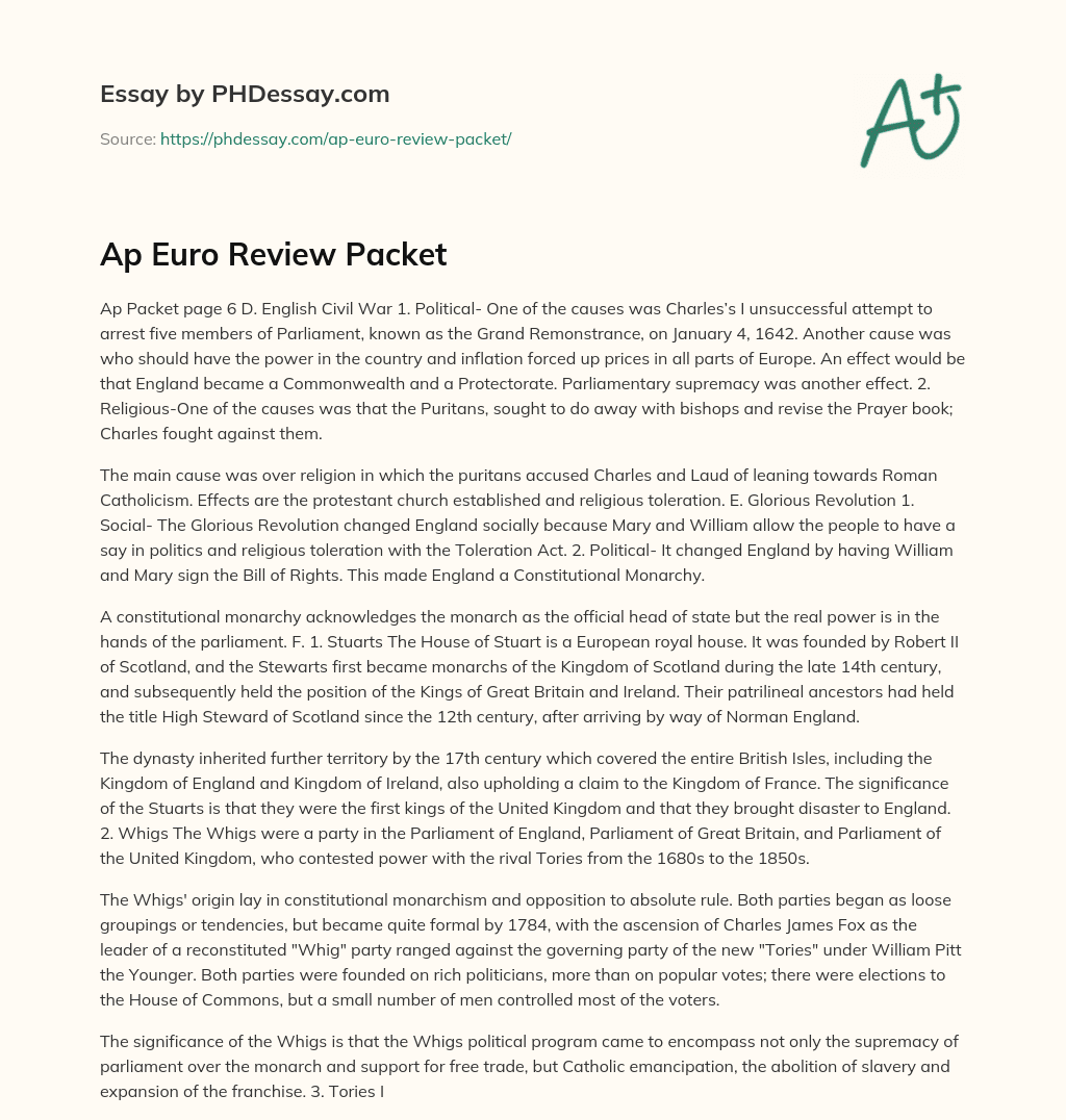 Ap Euro Review Packet essay
