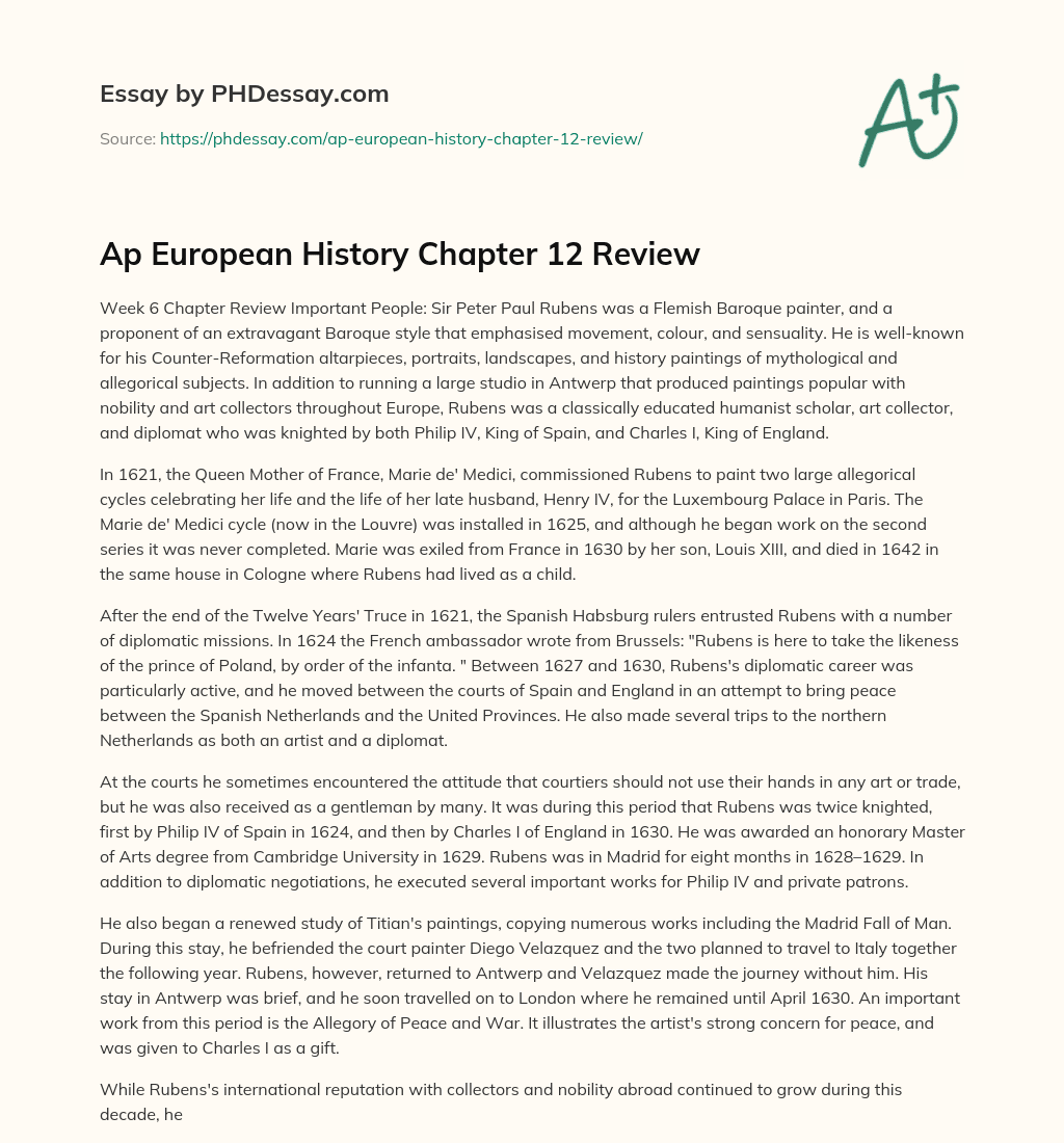Ap European History Chapter 12 Review essay