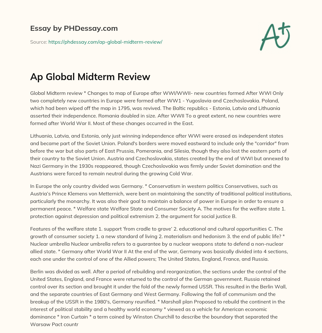 Ap Global Midterm Review essay