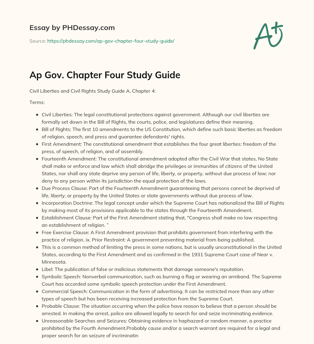 Ap Gov. Chapter Four Study Guide essay