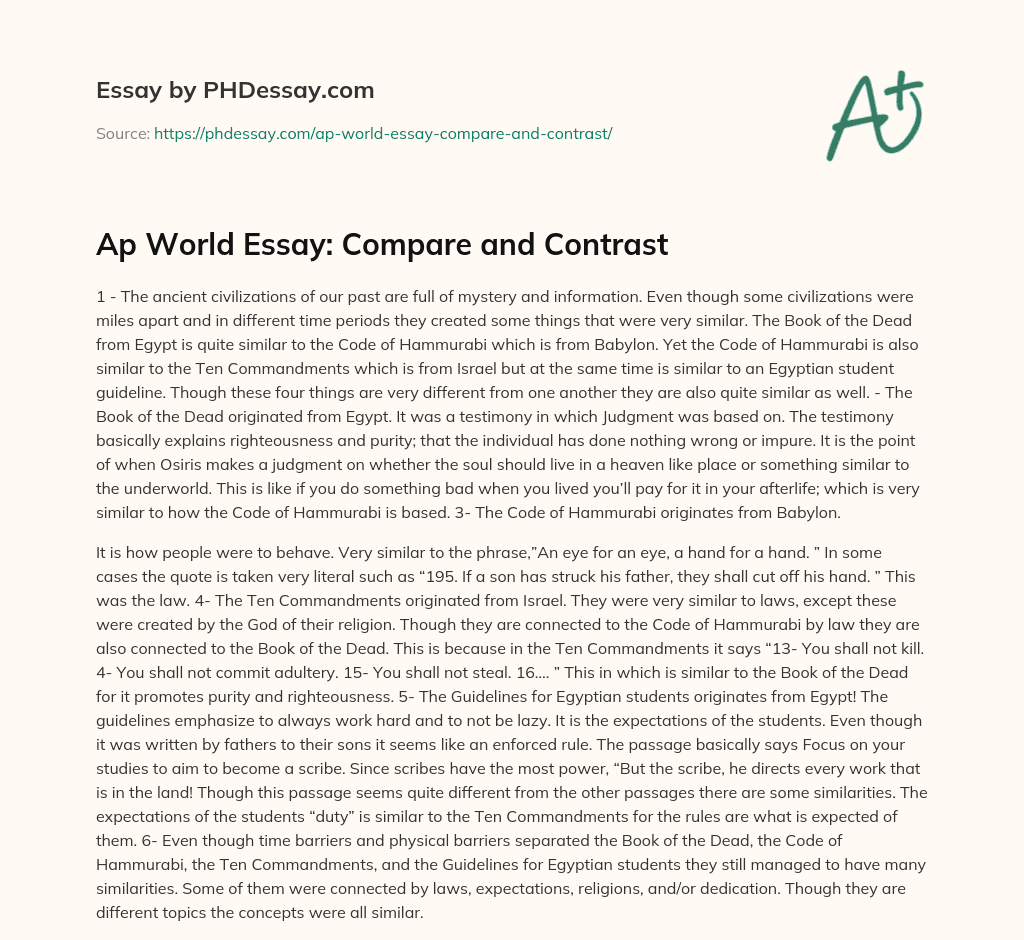 ap world compare and contrast essay