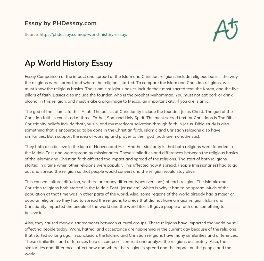 Ap World History Essay essay