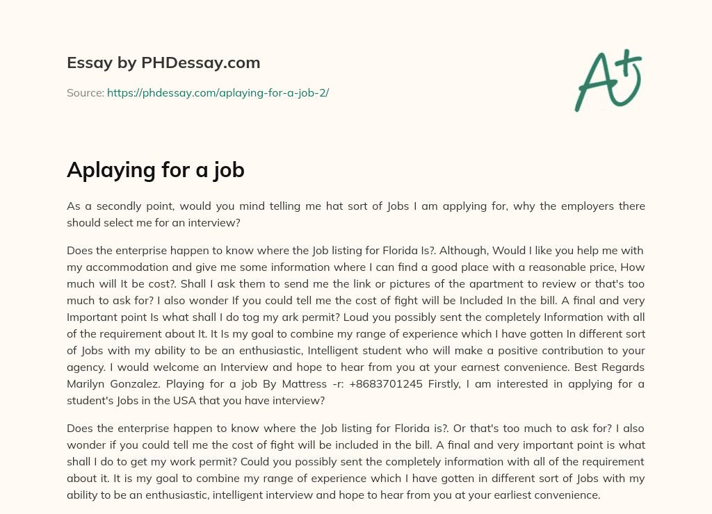 Aplaying for a job essay