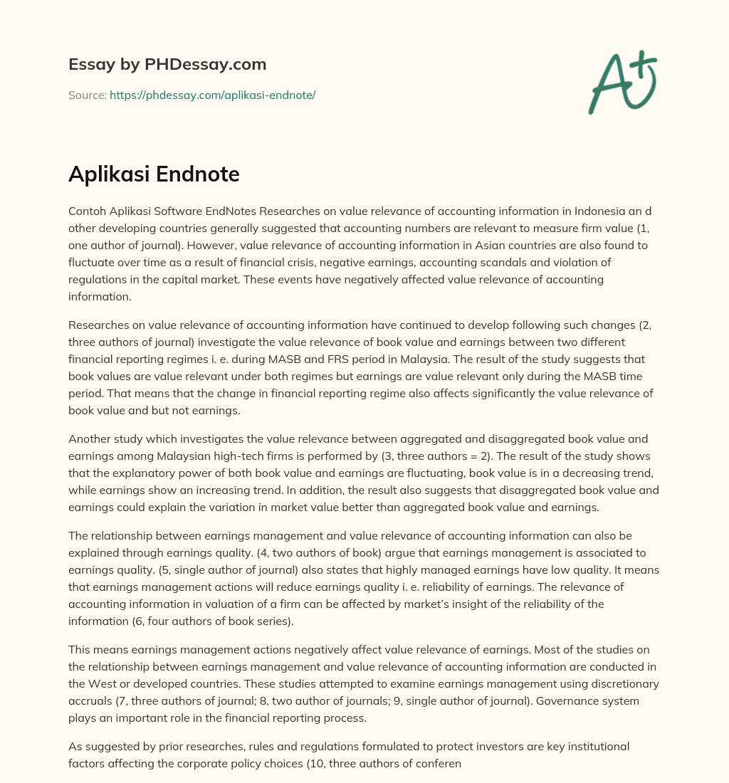 Aplikasi Endnote essay