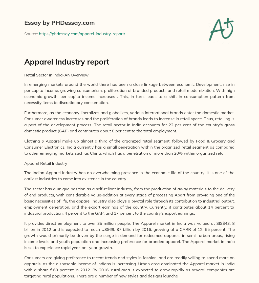 Apparel Industry report essay
