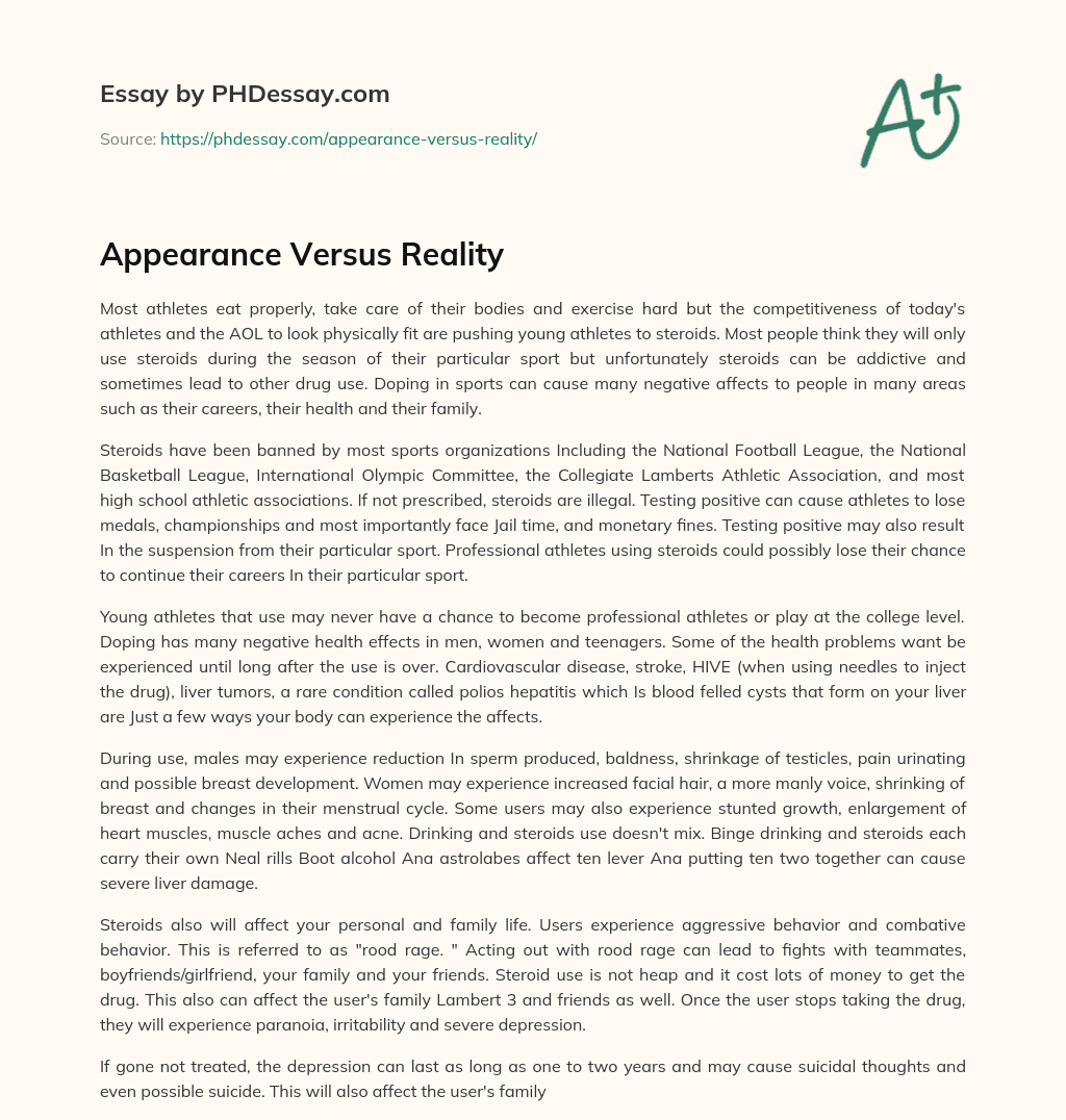 Appearance Versus Reality